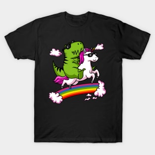 T-Rex Dinosaur Riding Unicorn T-Shirt